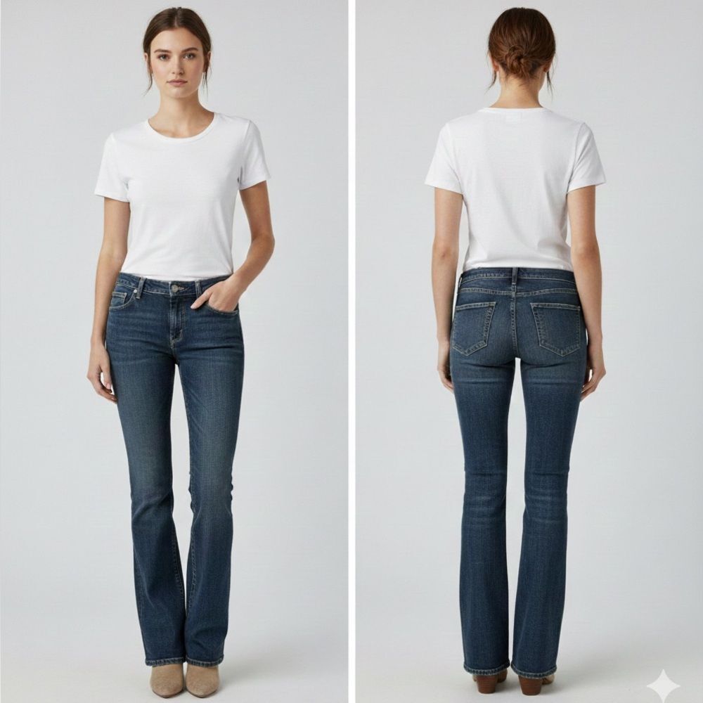 VTG Gap Long And Learn Jeans Womens Sz 4 Dark Wash Flare Denim Y2K Made In USA